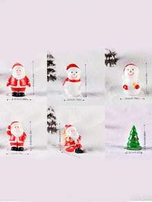 Bộ 4/6 tượng ông già Noel thu nhỏ lễ hội - Đồ trang trí tiệc Giáng sinh bằng nhựa, nhiều kiểu dáng để trưng bày trên bàn ngày lễ, - Nhiều màu - Xem 2