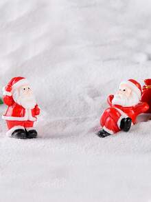 Bộ 4/6 tượng ông già Noel thu nhỏ lễ hội - Đồ trang trí tiệc Giáng sinh bằng nhựa, nhiều kiểu dáng để trưng bày trên bàn ngày lễ, - Nhiều màu - Xem 3