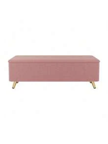 2 Pieces Bedroom Sets Queen Size Upholstered Bed Frame, Modern Corduroy  Storage Ottoman,Pink - 粉紅色+實木+MDF+大床+2件套裝 - 查看 9