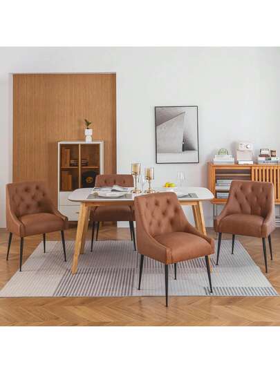Set Of Dining Chairs Metal Feet, Moderne Kitchen Backrest, Dining/Living Room Lounge view 5