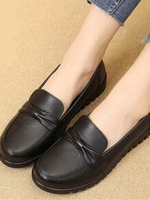 Zapatos cómodos de suela suave zapatos planos antideslizantes con lazo para mujer,Zapatos planos sencillos de mujer sin cordones, zapatos casual versátiles - Negro - Ver 3
