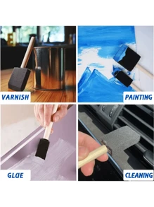 5/10/20/50 pièces Jeu de pinceaux en mousse mixtes, pinceaux à manche en bois - Légers, convenant pour l'acrylique, la teinture, le vernis, les loisirs créatifs et la rentrée scolaire, fournitures scolaires