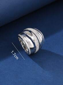 1pc Bronze Material Smooth Patchwork Ring With Inlay Rhinestone & Cubic Zirconia, Personalized Fashion Woman Big Ring, Suitable For Gift And Women's Daily / Holiday Wear