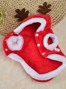 1 件装宠物服装圣诞驯鹿冬季节日狗狗服装 - 紅色 - 查看 3