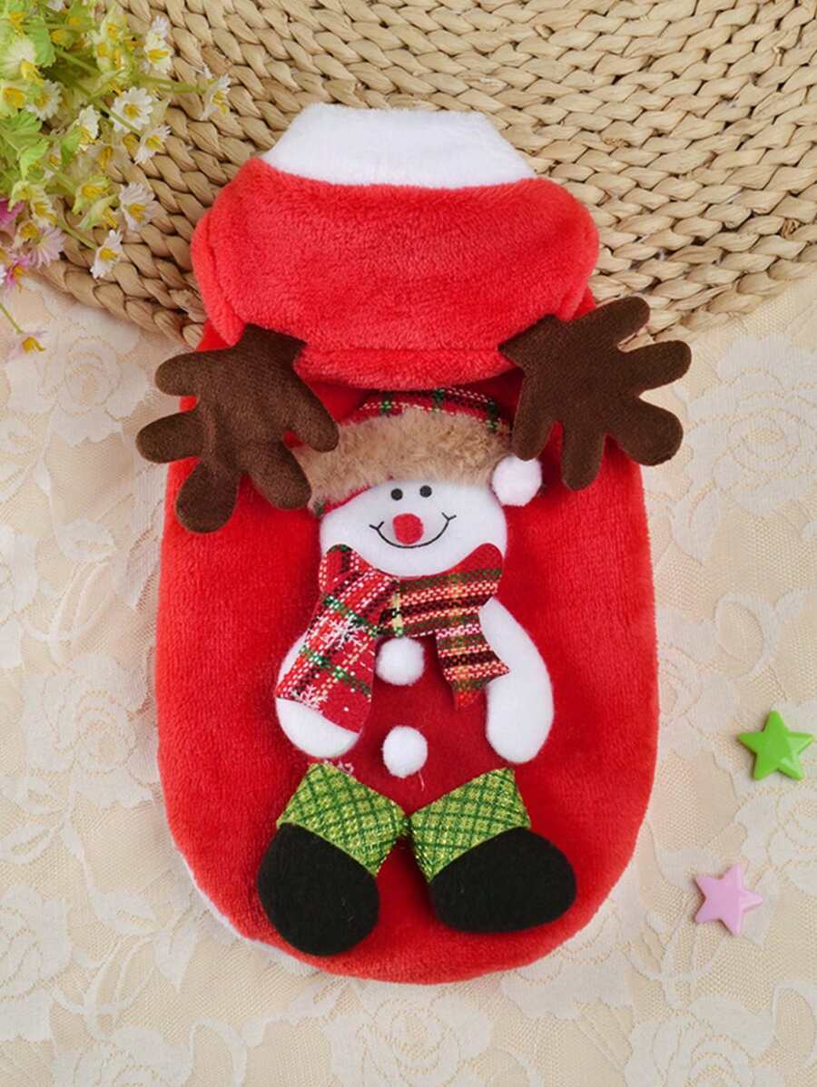 1 件装宠物服装圣诞驯鹿冬季节日狗狗服装 - 紅色 - 查看 1