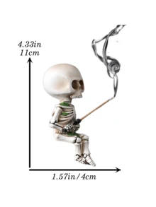 1 件多功能骷髅小雕像，手工制作的骷髅装饰，适用于室内桌面、户外花园和微型景观，非常适合万圣节、哥特式家居装饰和创意展示 - 彩色 - 查看 8