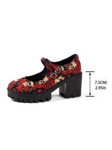 女士厚底坡跟乐福鞋，时尚大码高跟玛丽珍洛丽塔皮鞋，黑色漆皮多色百搭高跟鞋（颜色随机） - 彩色 - 查看 5