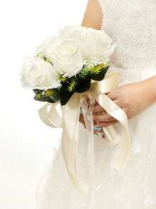 1 pezzo nuziale damigella d'onore mano mazzo fatto con puro colore seta rose , ideale per , matrimonio , e fotografia