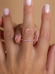 1枚925纯银简约优雅休闲多色戒指，女士珠宝礼物，生日礼物，派对礼物，节日礼物，日常佩戴 - 戒指 - 查看 3