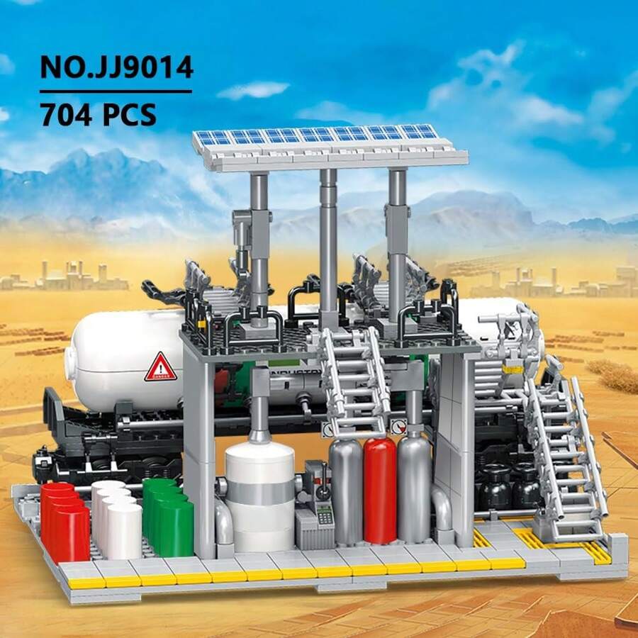 JIE STAR Mini Architecture Urban Chemical Plant Building Set Gas