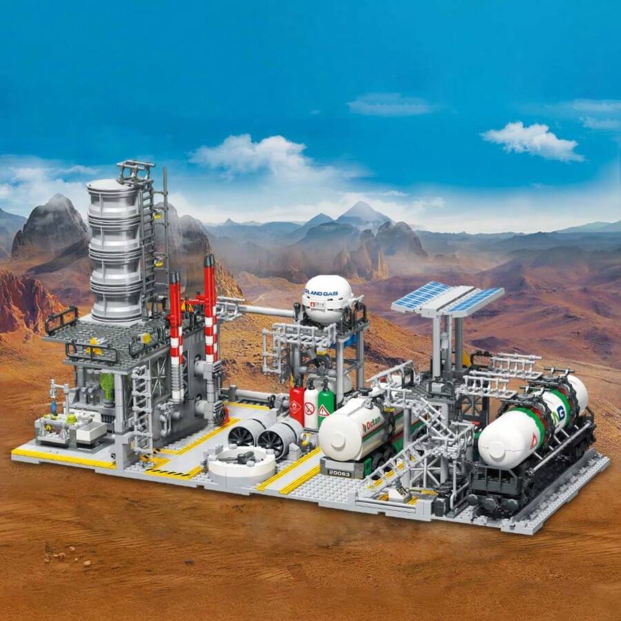 JIE STAR Mini Architecture Urban Chemical Plant Building Set Gas