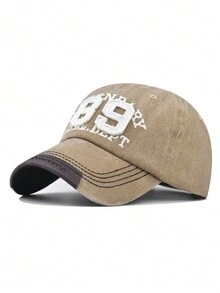1pc Men's New Streetwear Style 89 Graphic Embroidered Retro Distressed UV Protection Baseball Cap, Suitable For All Seasons - Multicolor - View 5