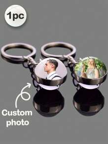 1 pièce Porte-clés personnalisé avec photo couleur personnalisée, message. Cadeau d'anniversaire, commémoratif pour couple, petite amie. Porte-clés photo personnalisé couple, couleur photo personnalisée, message en alliage. Cadeaux commémoratifs personnalisés pour la famille. Porte-clés personnalisés avec photo double face, impression couleur complète, en alliage. Cadeau pour hommes, femmes