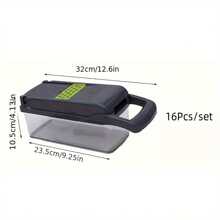 16 piezas Picadora de verduras multifuncional, Rebanador Herramienta de cocina para hacer ensaladas fácilmente con cuchillas intercambiables, Utensilio de cocina para fiestas - Cortador de verduras multifuncional - Ver 3