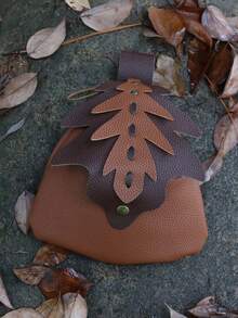 中世纪文艺复兴 PU 皮革叶腰包袋徒步旅行包可折叠包维京服装配件角色扮演万圣节 - A - 查看 5