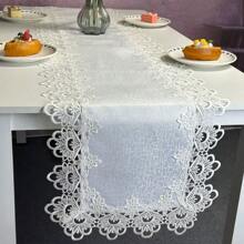 1 件长方形白色桌旗、家居装饰、优雅餐具、早餐/咖啡垫、圣诞节节日桌旗、婚礼派对节日桌面装饰 - 白色 - 查看 11