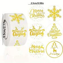 1 Cuộn 500 Nhãn Dán Giấy Bạc Vàng Giáng Sinh - Nhãn PVC Lời Chúc Mừng Ngày Lễ Các Loại Để Trang Trí Quà Tặng, Đường Kính 1 Inch, Con Dấu Thiết Kế Ngày Lễ Nhiều Kiểu Dáng, Giáng Sinh - Nhiều màu - Xem 11