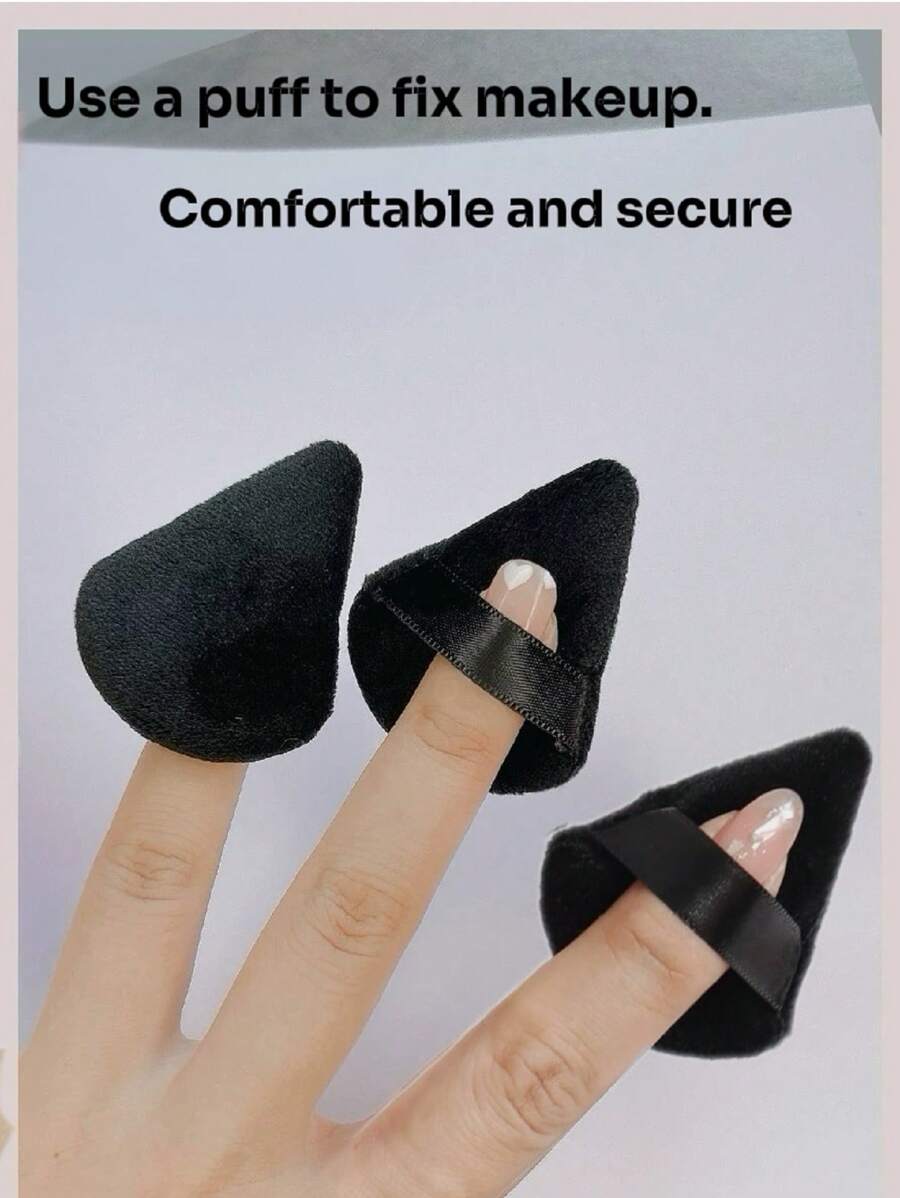 10Pack Black Triangular Velvet Powder Puffs Designed For Contouring