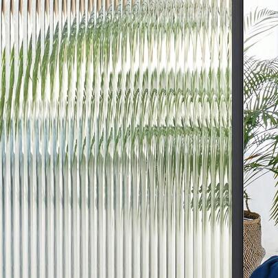 1 Roll Window Privacy Film, 3D Wavy Glass Window Sticker, Frosted Wavy Glass Sticker, Self-Adhesive Bathroom Decorative Window Film, Heat Insulation Curtain, Adhesive Glass Film