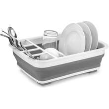 Collapsible Dish Drying Rack Portable Dinnerware Drainer Organizer For Kitchen RV Campers Travel Trailers Space Saving Kitchen Storage Rack Tray - White - View 1