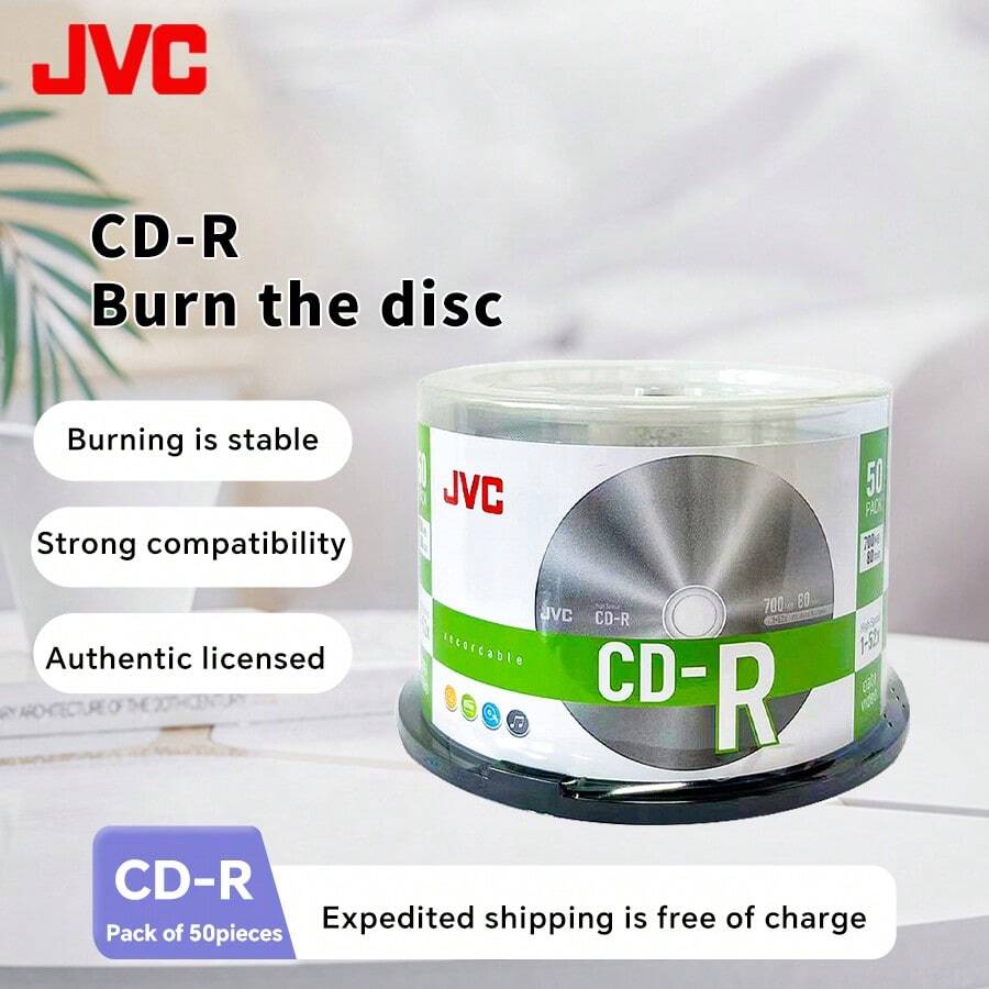50pcs JVC Recordable CD-R Blank Discs, 700MB 52X, Bulk Pack - JVC Archive CD-r 50 Discs In Barrel - View 1