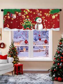 1 tấm rèm cửa nhà bếp họa tiết người tuyết Giáng sinh, trang trí cửa sổ dạng thanh treo Giáng sinh thích hợp cho phòng khách, phòng ngủ, phòng tắm, trang trí nhà cửa, sử dụng quanh năm - Nhiều màu - Xem 2