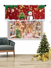 1 tấm rèm cửa nhà bếp họa tiết người tuyết Giáng sinh, trang trí cửa sổ dạng thanh treo Giáng sinh thích hợp cho phòng khách, phòng ngủ, phòng tắm, trang trí nhà cửa, sử dụng quanh năm - Nhiều màu - Xem 4