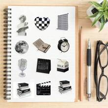 60 piezas de pegatinas Grunge, pegatinas geniales en blanco y negro, pegatinas negras, pegatinas estéticas, pegatinas para botellas de agua, Hydroflask, guitarra, equipaje, teléfono, estuche, portátil, monopatín, regalo