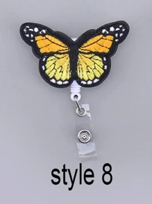 1pc Butterfly Shaped Retractable Easy Clip, Cute Cartoon Office Supply & Student Accessory ID Badge Holder - Pink - View 16