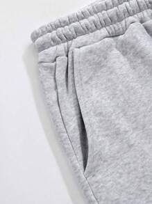 2pcs/Set Plus Size Men Casual Solid Color Drawstring Waist Jogger Sweatpants