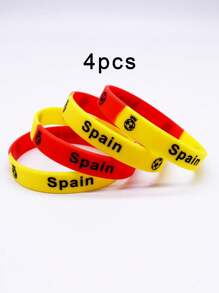4pcs/Set Silicone Wrist Bands With Various National Flag Colors And Football Decor - National Flag Color Silicone Bracelet - View 21
