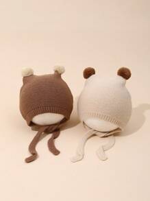 Infant/Toddler Knitted Ear Flap Hat, Cute Baby Boy/Girl Winter Warm Beanie - Multicolor - View 2