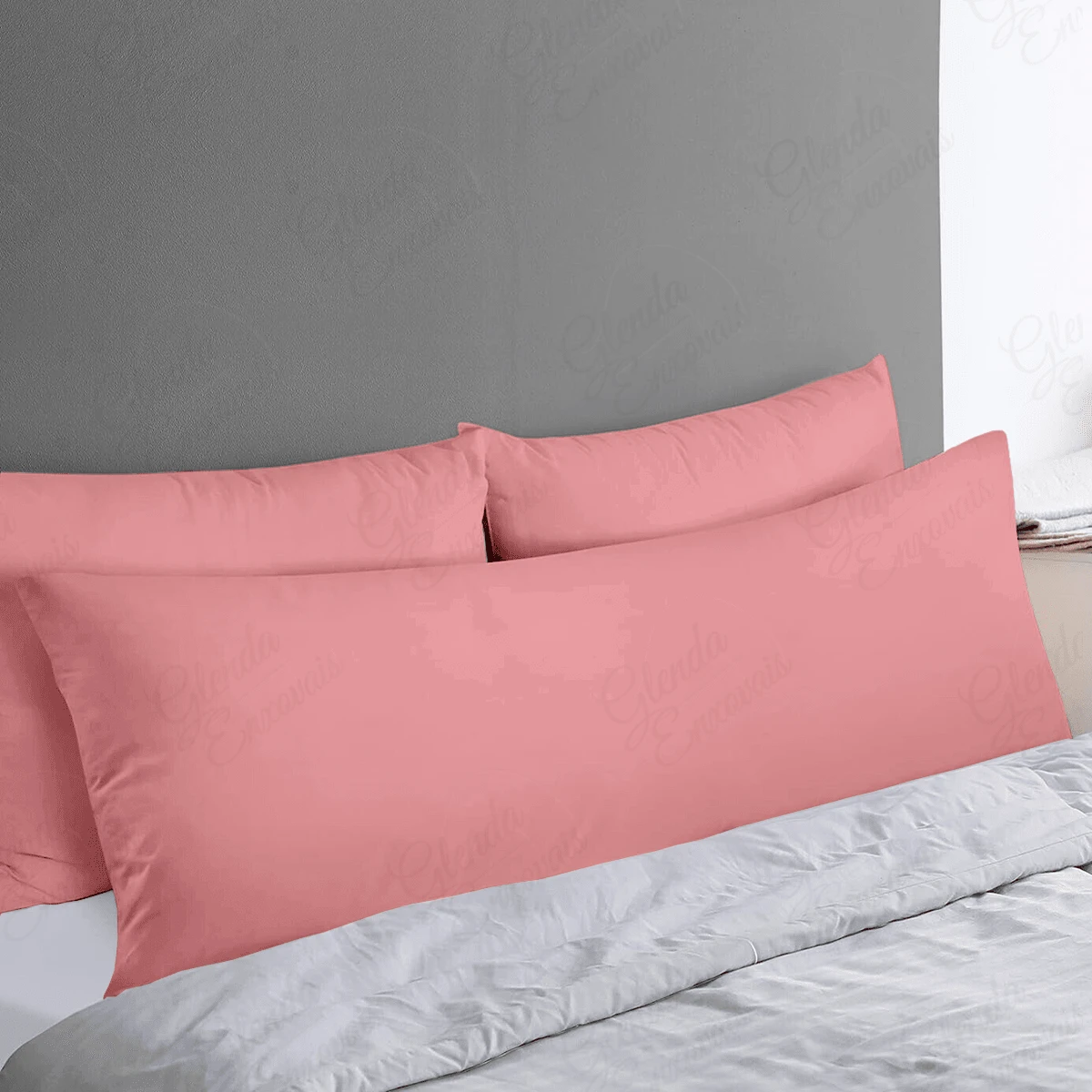 Kit 1 Xuxão Pillowcase + 2 Pillowcases - Percal Flex 400 Thread Count - 乾枯玫瑰色 - 查看 1