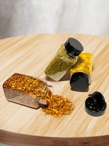 Kit 10 Large Spice Rack 220ml With Reinforced Double Dosing Lid For Coarse Salt, Spices, Seasonings, Organizes Kitchen Countertop Cabinet Table + Labels - Black - View 5