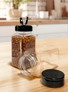 Kit 10 Large Spice Rack 220ml With Reinforced Double Dosing Lid For Coarse Salt, Spices, Seasonings, Organizes Kitchen Countertop Cabinet Table + Labels - Black - View 4