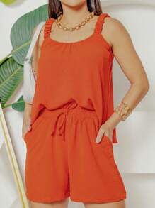 Women Two-piece Outfits - 亮橙色 - 查看 5