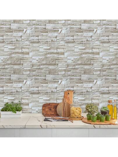 1Roll Faux Brick Wallpaper Peel Stick 17.71" X196.8in/ 118.11in/39.3in Stone Contact Paper Self Adhesive Removable ative Wand Kitchen Backsplash Bedroom Living Room Stickers Furniture Renovation Waterproofing DIY Easy To Install, Panels, Paper, Wallpapers, ation Items Refresh Your Home, Rama Birthday Graduation view 5