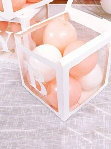 Baby Boxes With Letters For Baby Shower, Baby Shower Decorations For Boys Or Girls, Transparent Balloon Boxes Clear Blocks For Birthday Party, Bridal Shower, Gender Reveal(White) - White - View 4