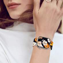 chinbersky Floral Pattern Elastic Band Compatible With Apple Watch Bands 38mm 40mm 41mm 42mm 44mm 45mm 49mm, Nylon Elastic Replacement Bands Compatible With Apple Watch Series 9 8 7 6 5 4 3 2 1 SE Ultra 2 (Note: The Actual Band Color Is Darker And More Muted Than The Product Image) - Pattern 2 - View 6