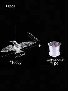 11pcs Acrylic Hummingbird Hanging Decorations For Weddings, Transparent Bird-Shaped Ornaments For Holiday Parties, Home Ceiling Decoration
