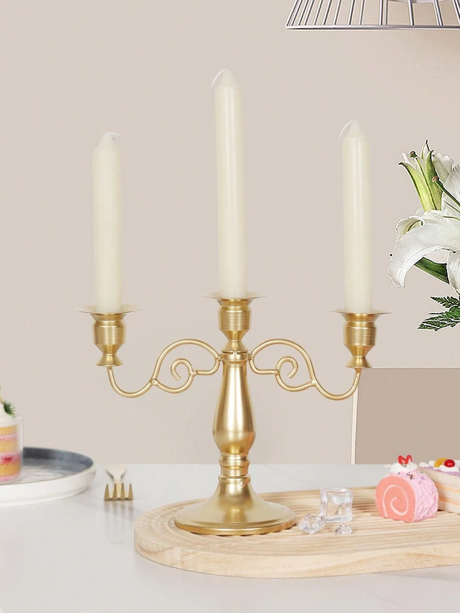 1 件铁艺创意三头烛台适用于婚礼派对、烛光晚餐装饰、客厅家居装饰、房间装饰、宴会派对装饰 - 彩色 - 查看 1