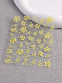 芙蓉花指甲贴纸，芙蓉花指甲贴花 3D 自粘白色粉色彩色夏威夷花卉指甲贴纸樱花指甲设计夏季装饰美甲