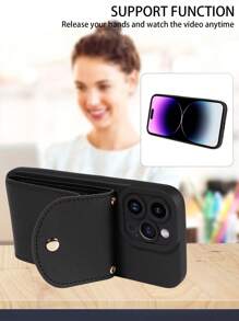 1 Ốp lưng điện thoại bằng da PU có khe cắm thẻ đa năng dạng đeo chéo, tương thích với Apple 17 Pro Max, 17 Pro, 17 Air, dòng OPPO - màu đen - Xem 6