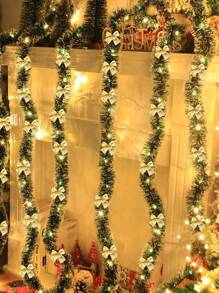 2-metrowy/6,5-stopowy świąteczny wieniec świetlny, z 20 diodami LED i 6 kokardkami, do domu, ogrodu, sypialni, na imprezę, do dekoracji wnętrz/zewnętrznych, do pokoju, do dekoracji bożonarodzeniowych, do sypialni, do dekoracji imprezowych, na święta, do festiwalu, na prezent bożonarodzeniowy, na Święto Dziękczynienia, do ozdoby choinkowej, na Halloween, do dekoracji bożonarodzeniowych, na Święto Dziękczynienia, na wesele, na urodziny.