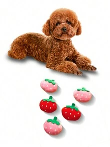 1 Pet Plush Toys, Dog Toys, Imitation Strawberry Pet Toys, Will Sound Toys, Suitable For Teddy Bears, Corgis, Chewing, Cat Toys