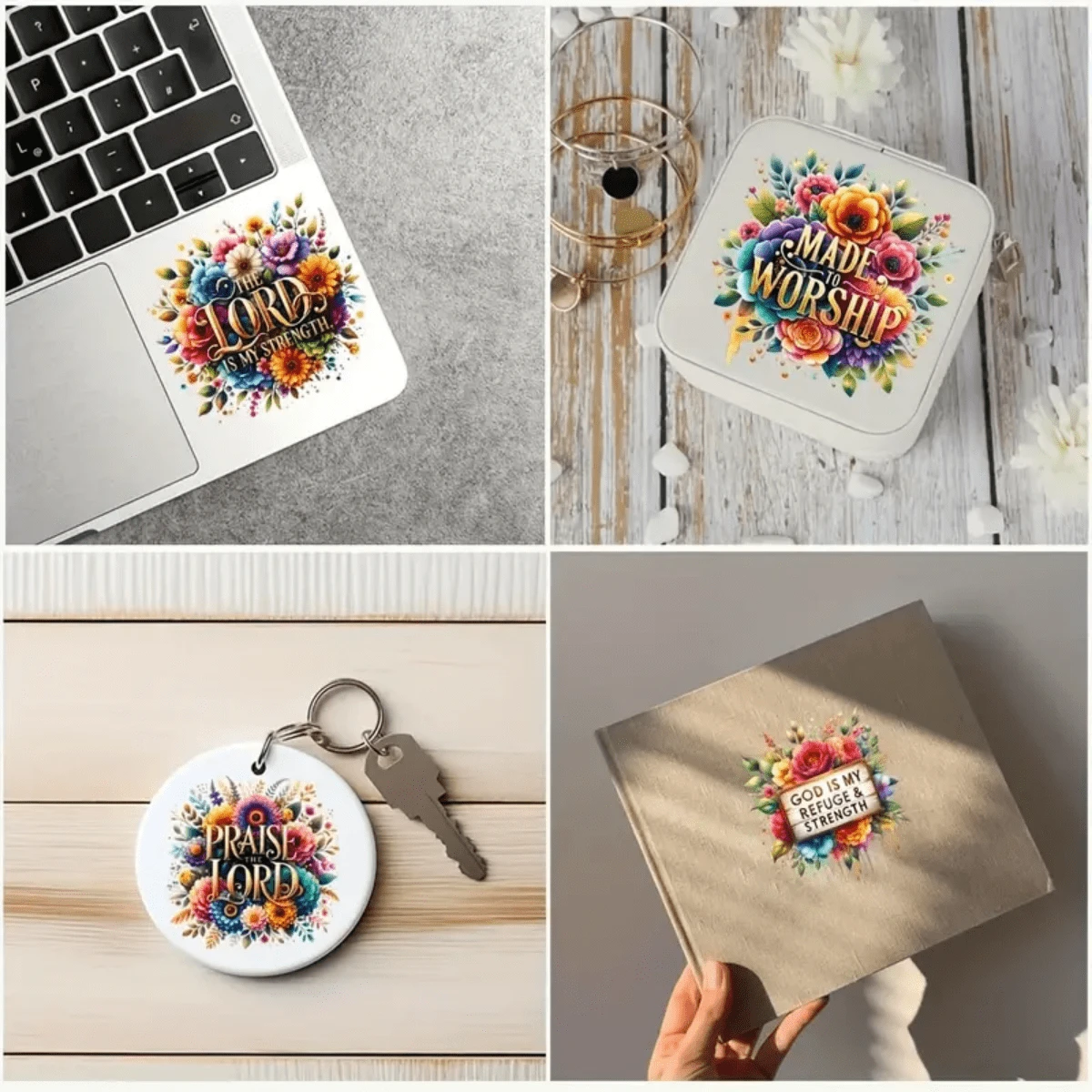 12Pack Assorted Inspirational Floral Vinyl Decals For DIY UV DTF Non