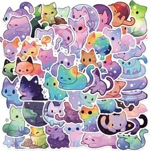 50 个/包星空猫防水 DIY 创意涂鸦贴纸、吉他滑板水瓶保险杠头盔滑雪板笔记本电脑手机壳冰箱门行李涂鸦贴纸 - 彩色 - 查看 2