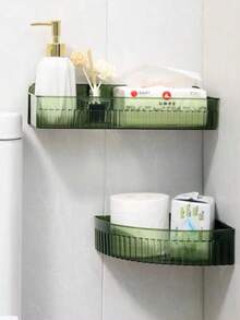 Kit 2 Shampoo Holders Bathroom Shelves Without Holes Acrylic Lined - Trong sáng - Xem 4