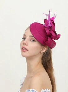 1pc Feathery Striped Bohemian Elegant Court Style Polyester Fiber Face Veil Hair Accessory, Suitable For Weddings, Festivals, And Tea Parties Mini Hats Tiny Hats Derby Hat Fascinator Mini Top Hat Mini Cap, School Stuff, College, Gifts