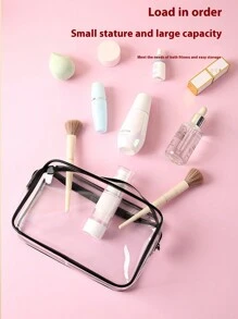 3 pezzi/1 pezzo Borsa per cosmetici trasparente in PVC, organizer per cosmetici, astuccio, accessori scolastici per ragazze, borsa da spiaggia per signore, borsa da toilette, accessori per il bagno, scatola per riporre, forniture scolastiche, articoli essenziali per il college, elementi essenziali da viaggio, borsa da viaggio, regalo per festa di nascità, contenitore per l'arte, Natale, Ognissanti, regalo personalizzato, contenitore per accessori, contenitore per il trucco, organizer da scrivania, organizzazione e conservazione del bagno, pratica borsa da toilette impermeabile con cerniera in plastica - Multicolore - Visualizzare 7